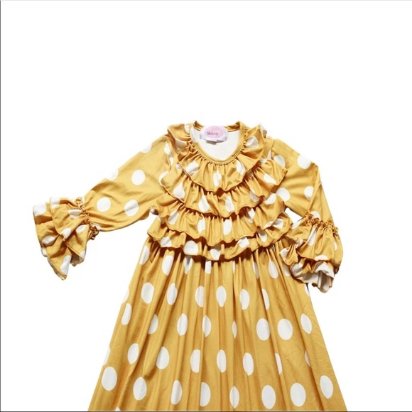 NWT Girls Modest Ruffle Dot Dress - Picture 2 of 6